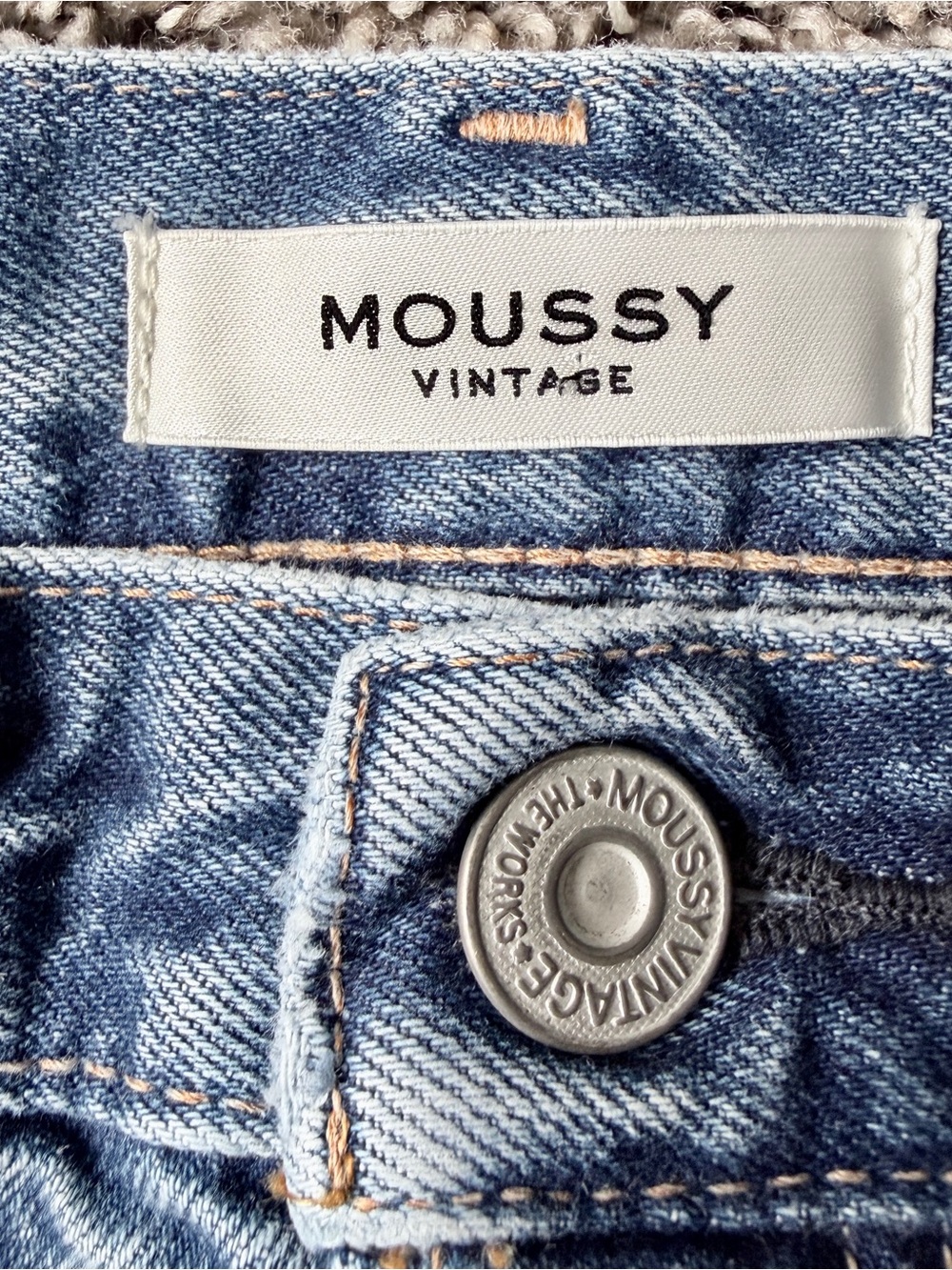 Moussy Vintage Distressed Dark Wash High-Rise Denim Shorts - Picture 3 of 6